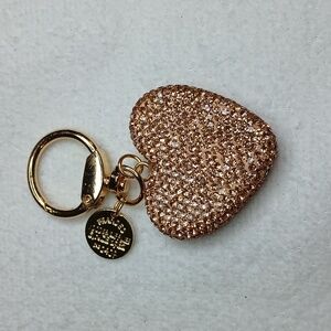 Peach And Gold Colored Heart Keychain Bsg Charmwith Rhinestones And Hang Tag